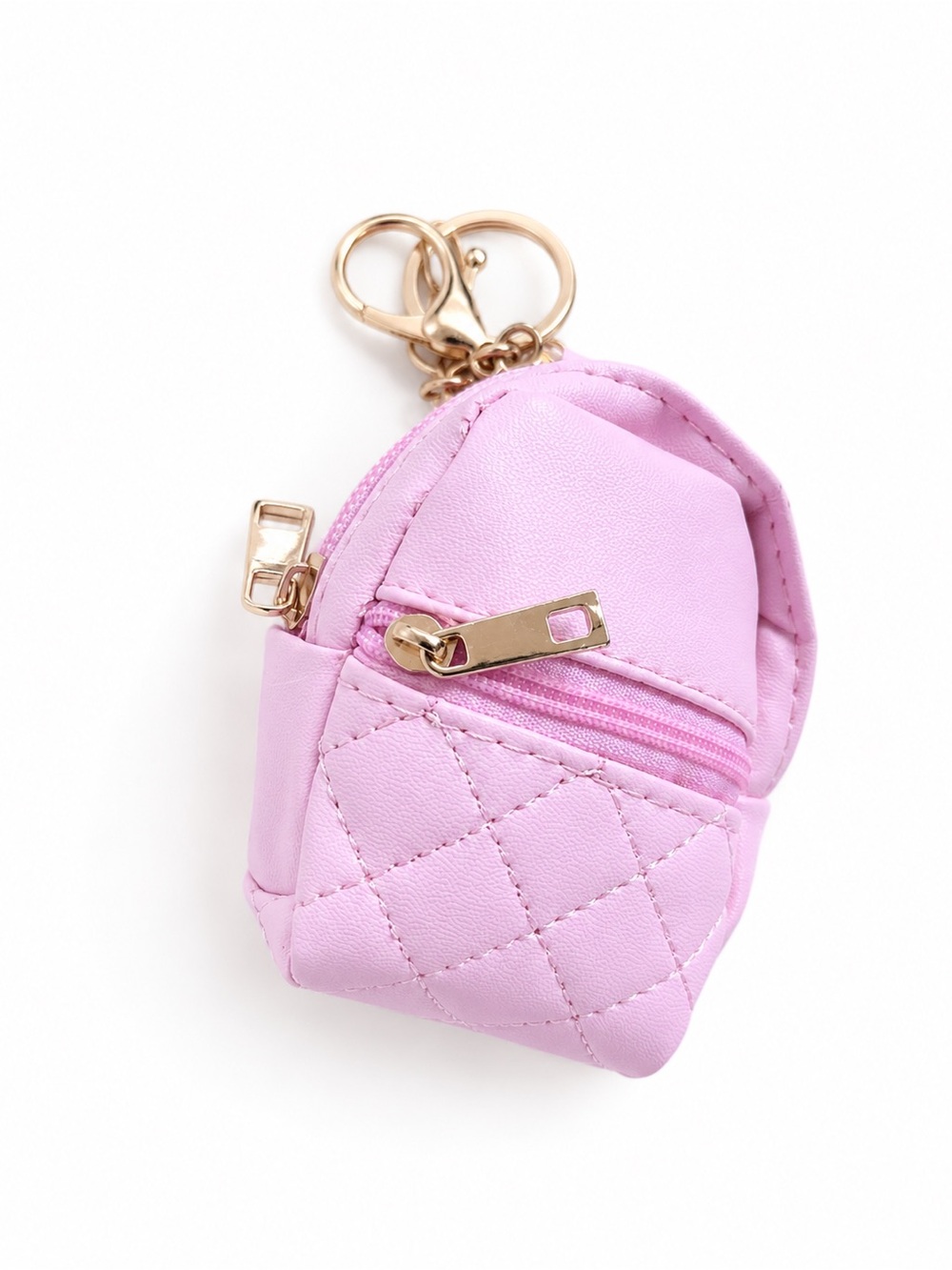 Pink Quilted Mini Backpack Keychain - Picture 3 of 3